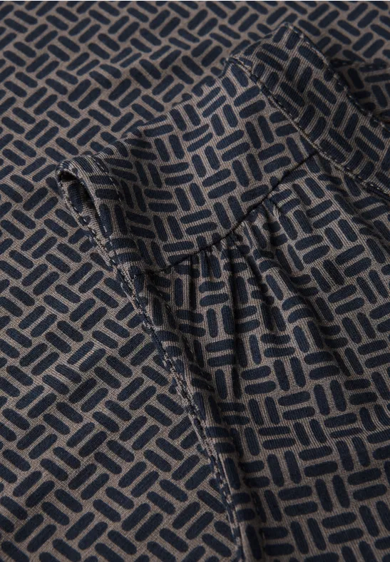 Tricot top met gespleten hals deepwater blue