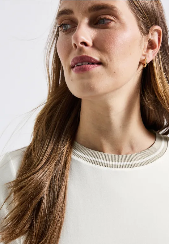 Shirt mit Rippdetail off white
