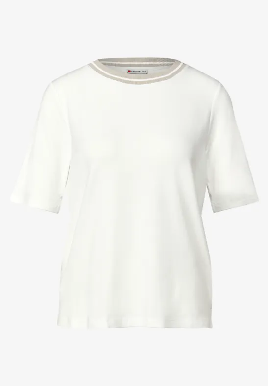 Shirt mit Rippdetail off white
