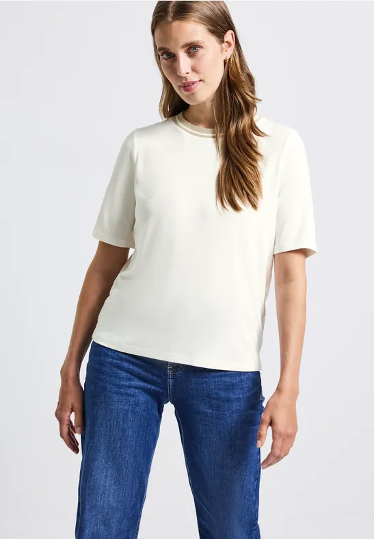 Shirt mit Rippdetail off white