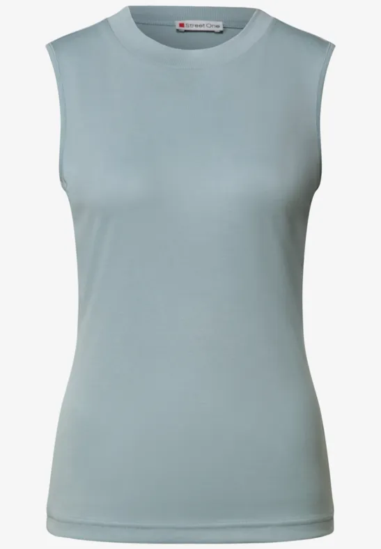 Silk-Look geribbelde top arona blue