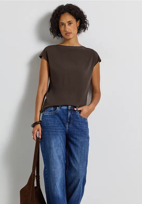 U-Boot Shirt mit Rippdetail deep roast brown