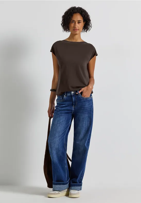 U-Boot Shirt mit Rippdetail deep roast brown