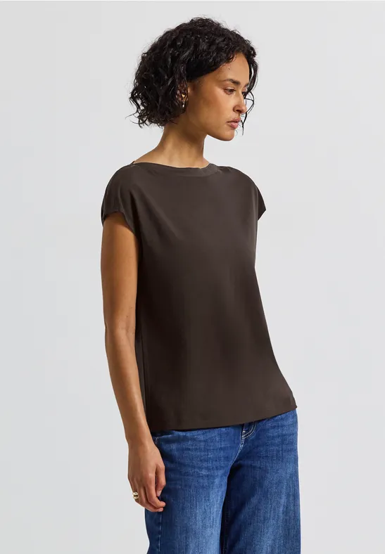 U-Boot Shirt mit Rippdetail deep roast brown