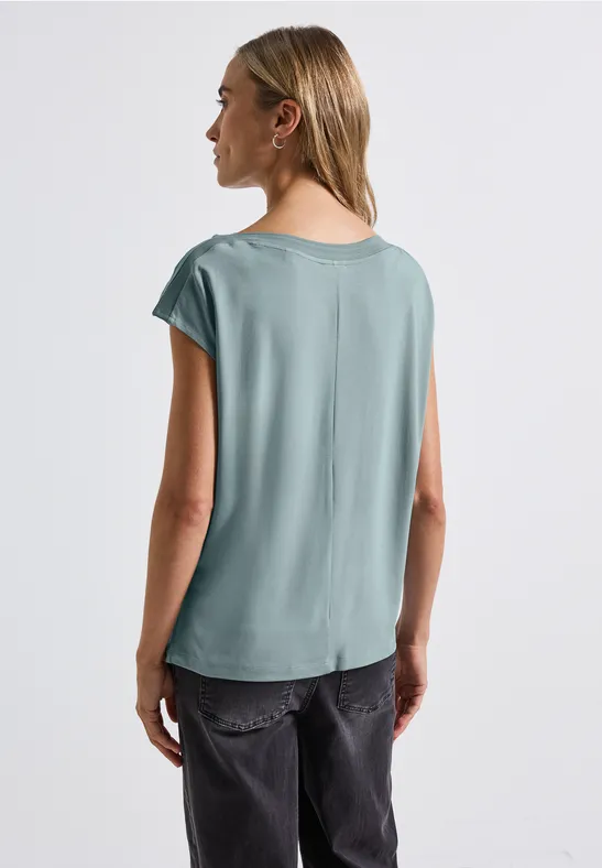 Shirt met U-boot en geribd detail arona blue