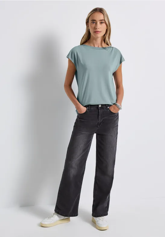 Shirt met U-boot en geribd detail arona blue