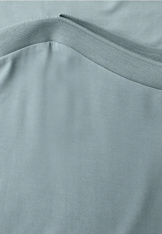 Shirt met U-boot en geribd detail arona blue