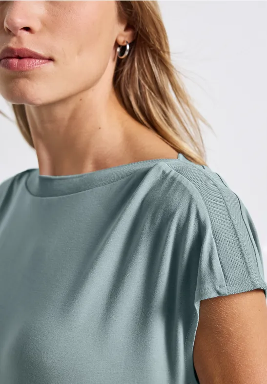 Shirt met U-boot en geribd detail arona blue