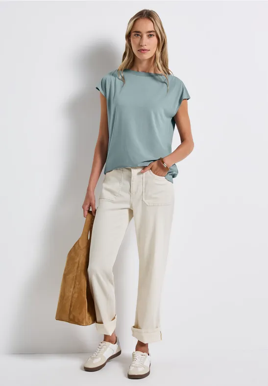 Shirt met U-boot en geribd detail arona blue