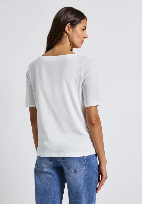 Shirt mit U-Boot-Ausschnitt White