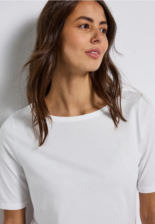 Shirt mit U-Boot-Ausschnitt White