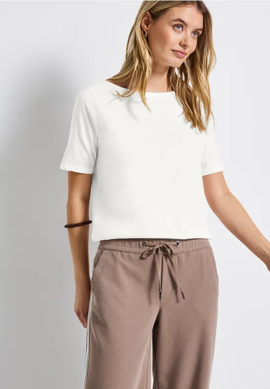 Shirt met boothals off white