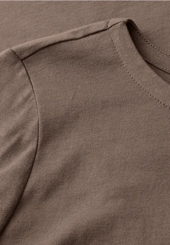 Shirt met boothals silk brown