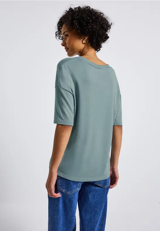 Gebreid V-hals Shirt arona blue