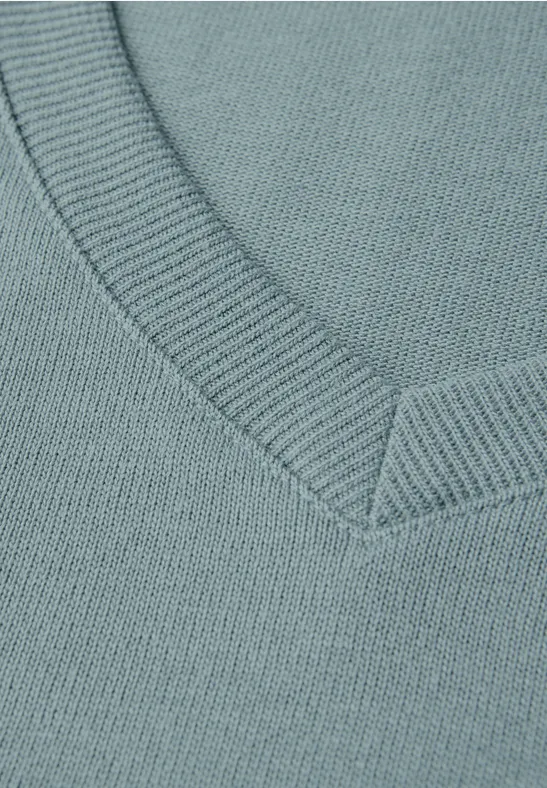 Gebreid V-hals Shirt arona blue