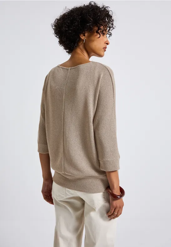 Shirt met gebreide look morning beige