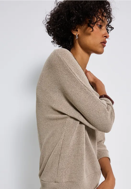 Shirt met gebreide look morning beige