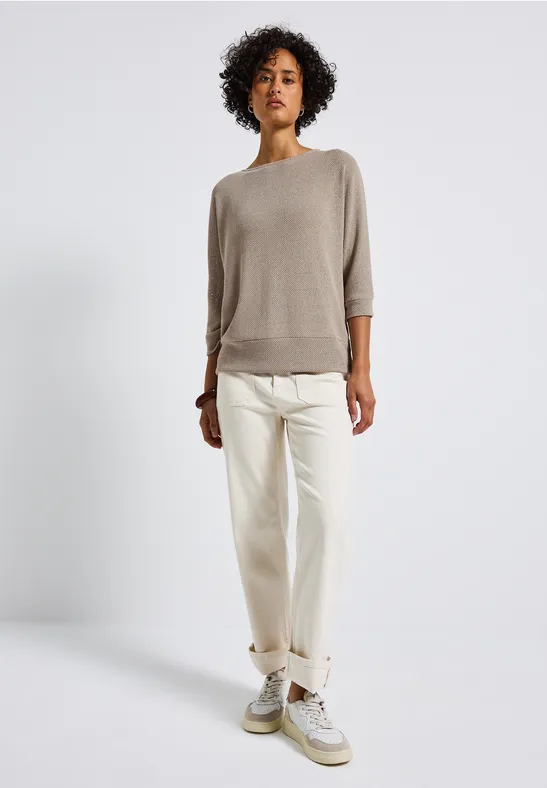 Shirt met gebreide look morning beige