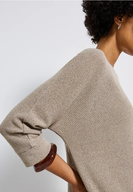 Shirt met gebreide look morning beige