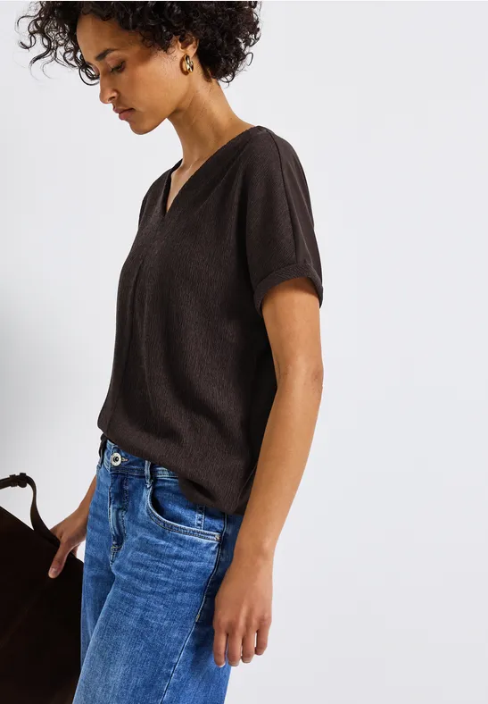 Gestructureerd gemengd shirt deep roast brown
