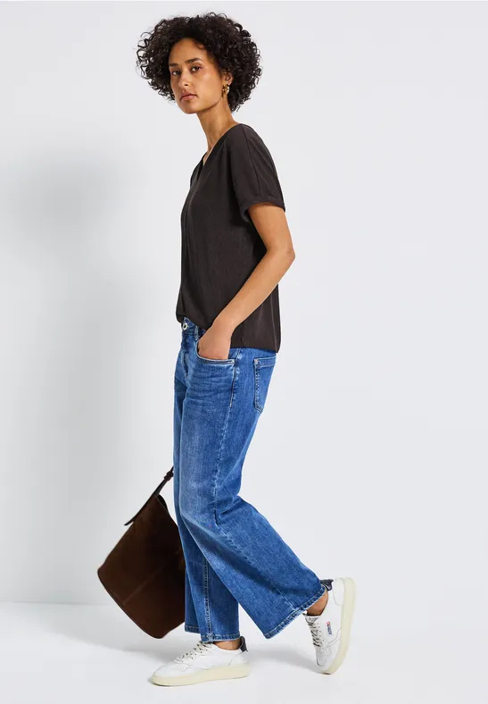 Gestructureerd gemengd shirt deep roast brown