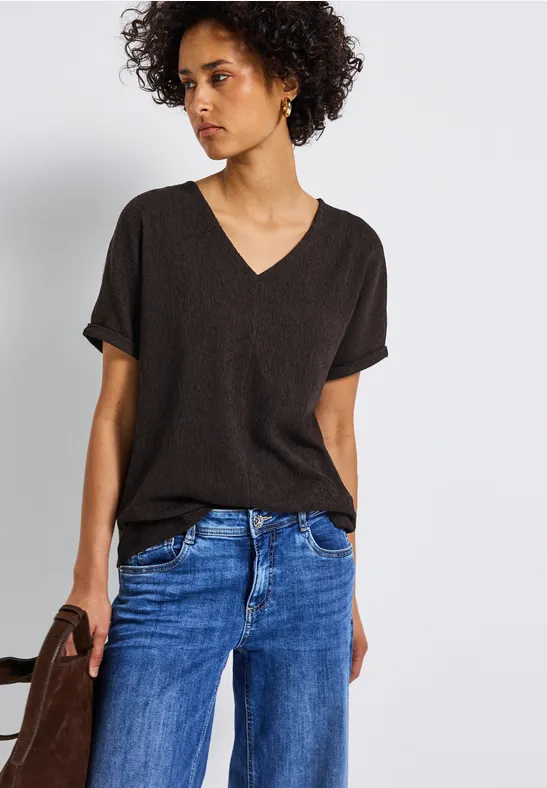 Gestructureerd gemengd shirt deep roast brown