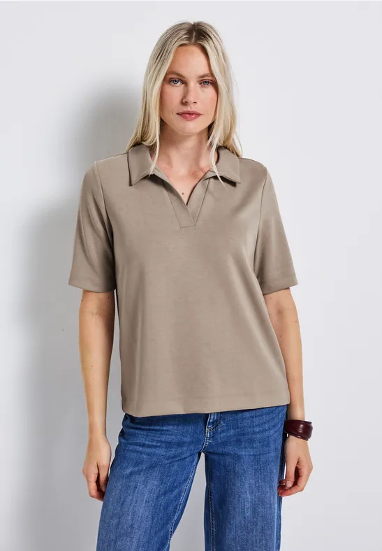Silk-Look Poloshirt morning beige
