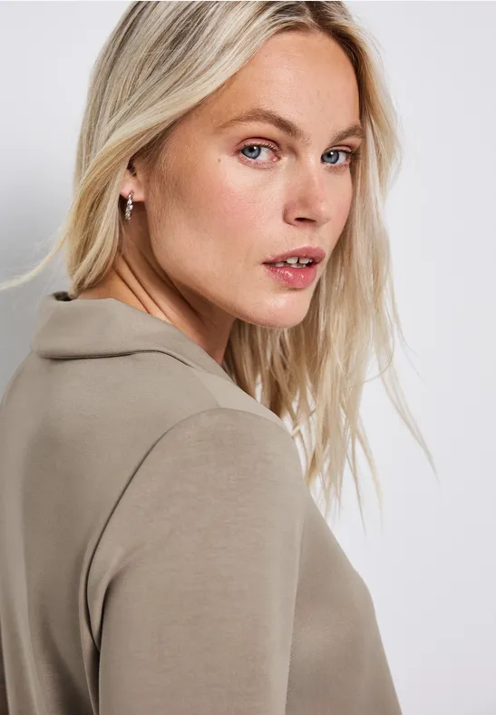 Silk-Look Poloshirt morning beige