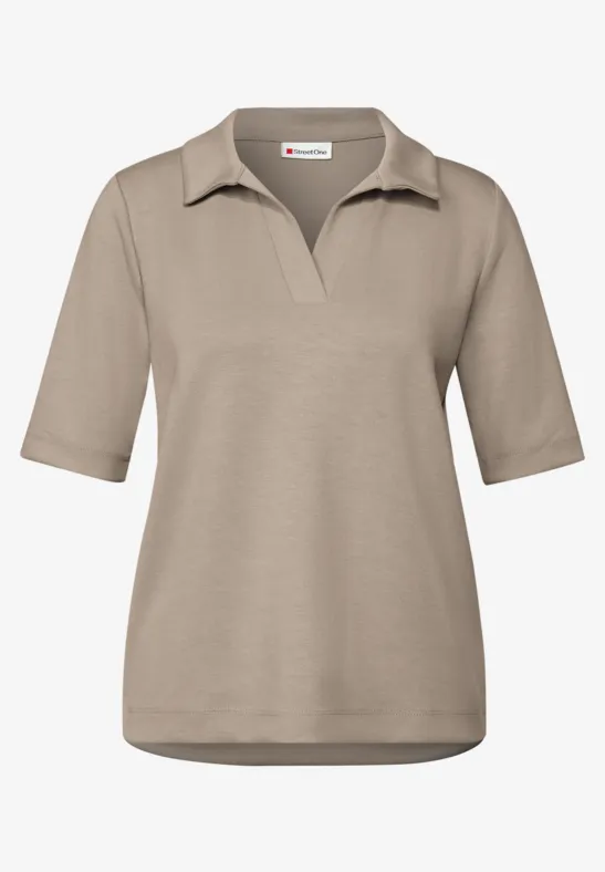 Silk-Look Poloshirt morning beige
