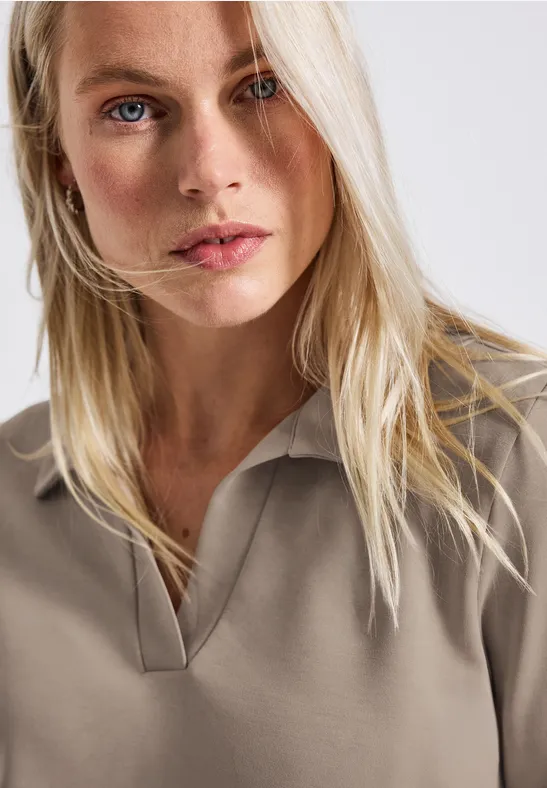 Silk-Look Poloshirt morning beige