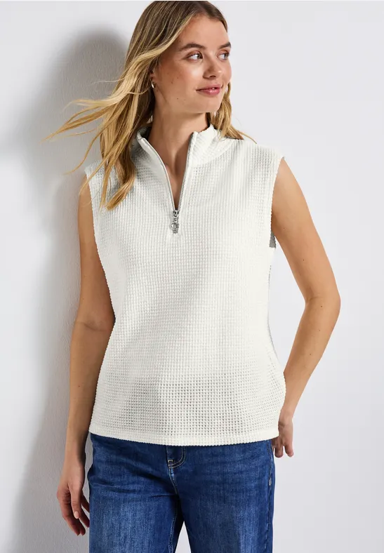 Turtleneck Shirt mit Zipper off white