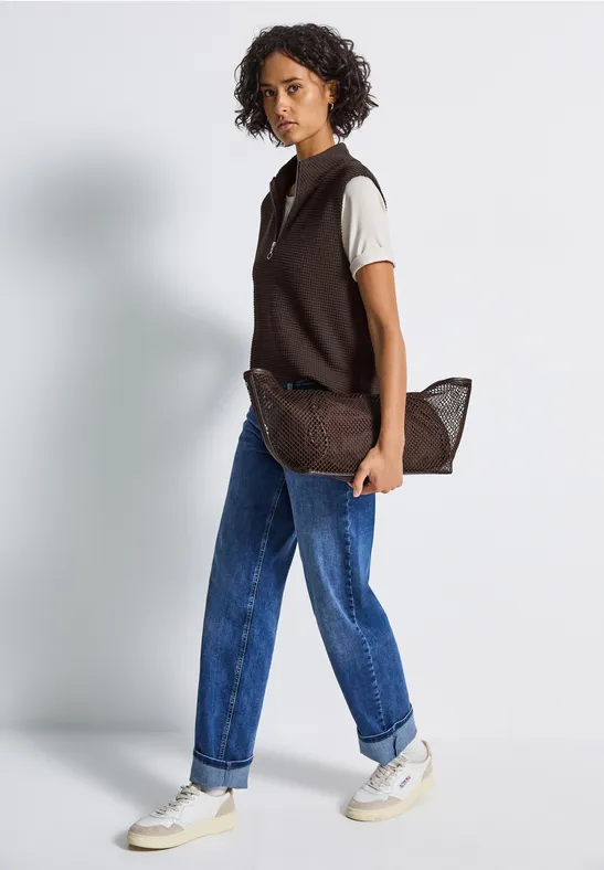 Turtleneck Shirt mit Zipper deep roast brown