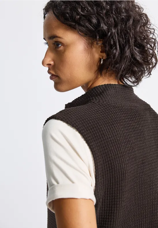 Turtleneck Shirt mit Zipper deep roast brown