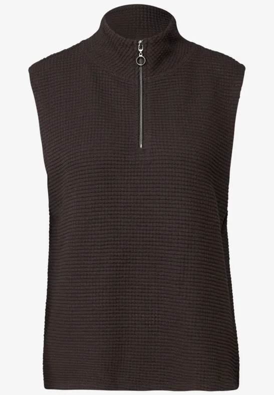 Turtleneck Shirt mit Zipper deep roast brown