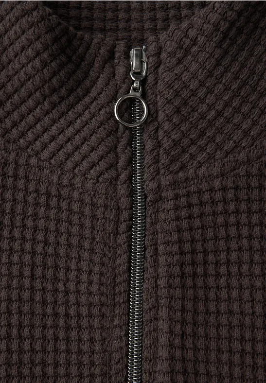 Turtleneck Shirt mit Zipper deep roast brown