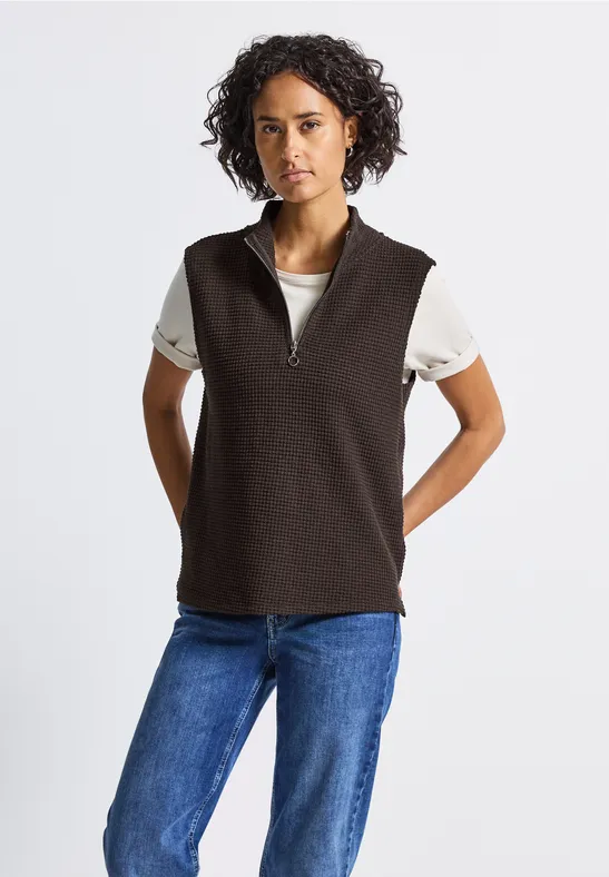 Turtleneck Shirt mit Zipper deep roast brown