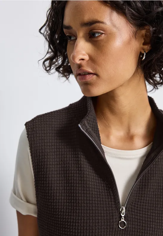 Turtleneck Shirt mit Zipper deep roast brown