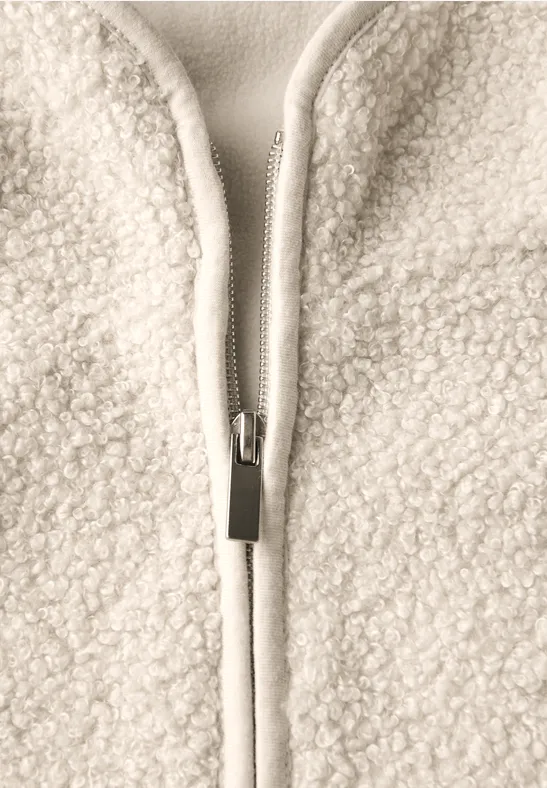 Teddy-Weste mit Kapuze tusk cream