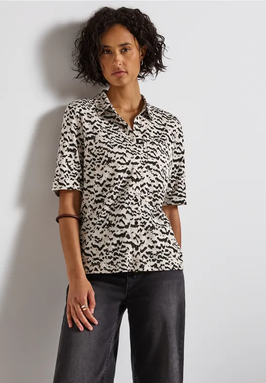 Shirt im Blusenlook morning beige