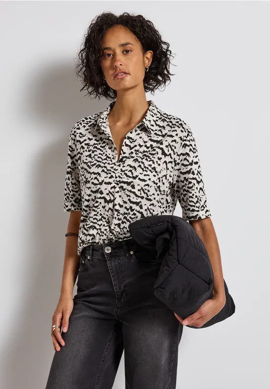 Shirt im Blusenlook morning beige