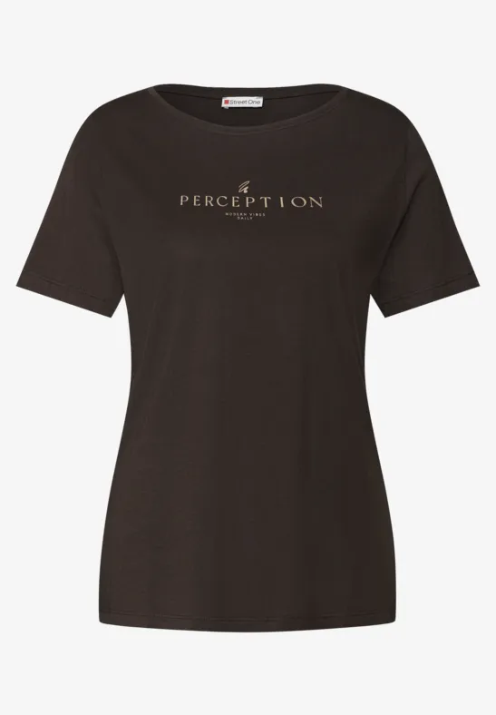 Shirt met tekst kunstwerk deep roast brown