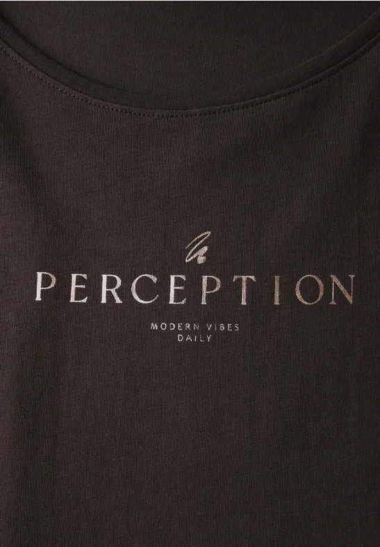 Shirt met tekst kunstwerk deep roast brown