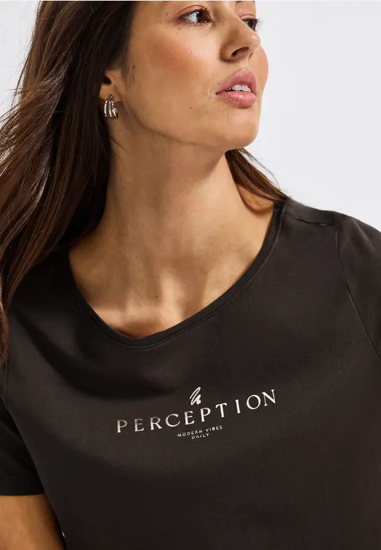 Shirt met tekst kunstwerk deep roast brown