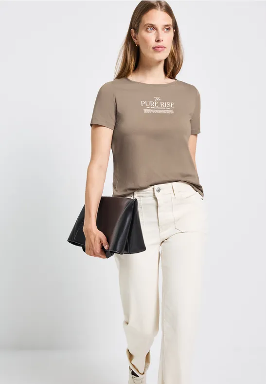 Shirt met tekst kunstwerk bark brown