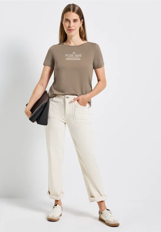 Shirt met tekst kunstwerk bark brown