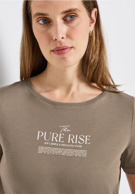 Shirt met tekst kunstwerk bark brown
