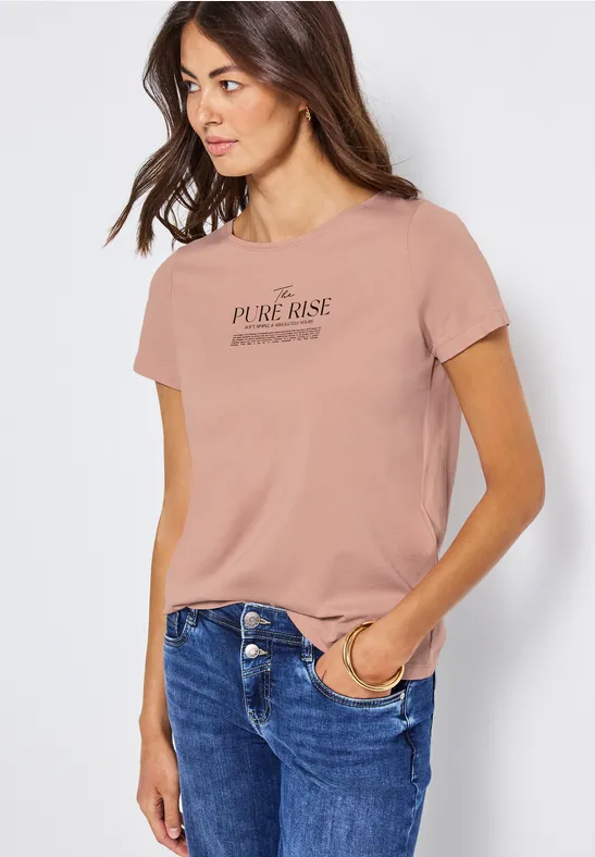 Shirt met tekst kunstwerk faded rose