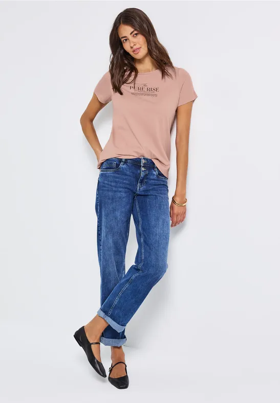 Shirt met tekst kunstwerk faded rose