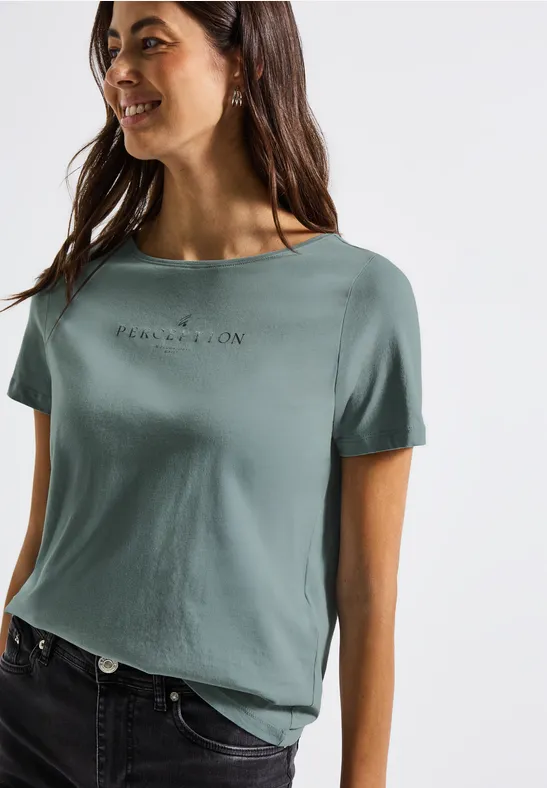 Shirt met tekst kunstwerk arona blue