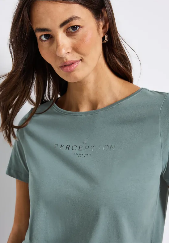 Shirt met tekst kunstwerk arona blue